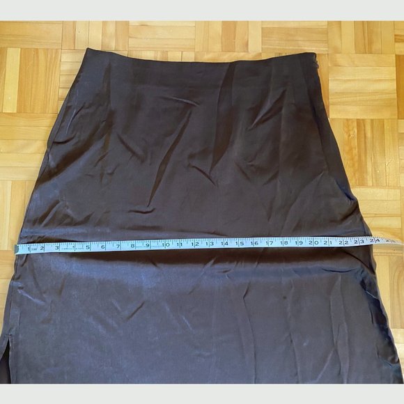 NWT Chocolate Brown Mille Satin Midi Skirt - Picture 11 of 16